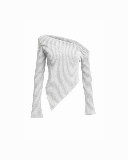 Asymmetrical Neck Trim Hanky Hem Top
