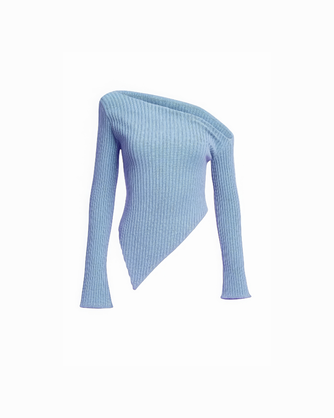 Asymmetrical Neck Trim Hanky Hem Top