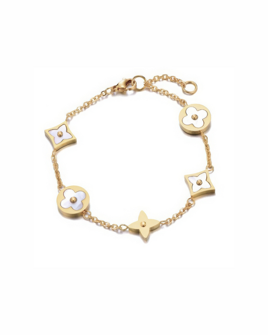 Clover Star Round Stainless Steel Gold Bracelet