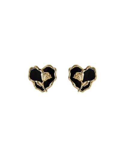 Black Jack Heart Earring