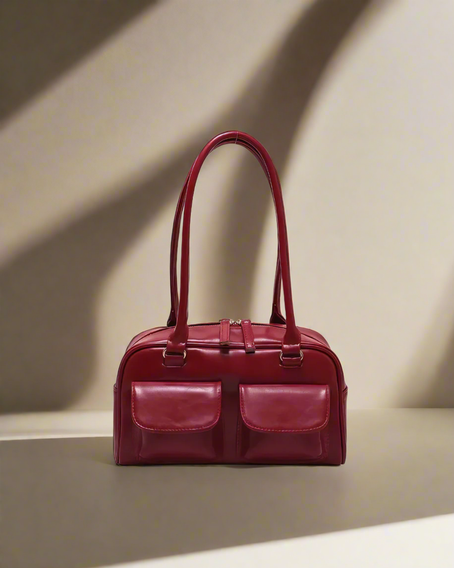 Double Pocket Shoulder Bucket Bag