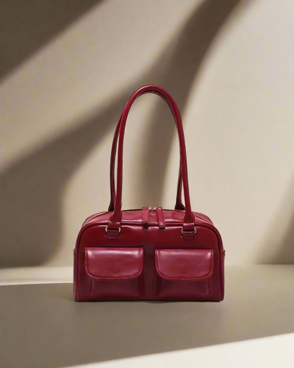 Double Pocket Shoulder Bucket Bag
