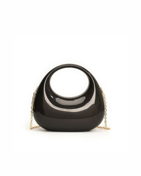Luxury Metallic Acrylic Clutch Crescent Moon Handbag
