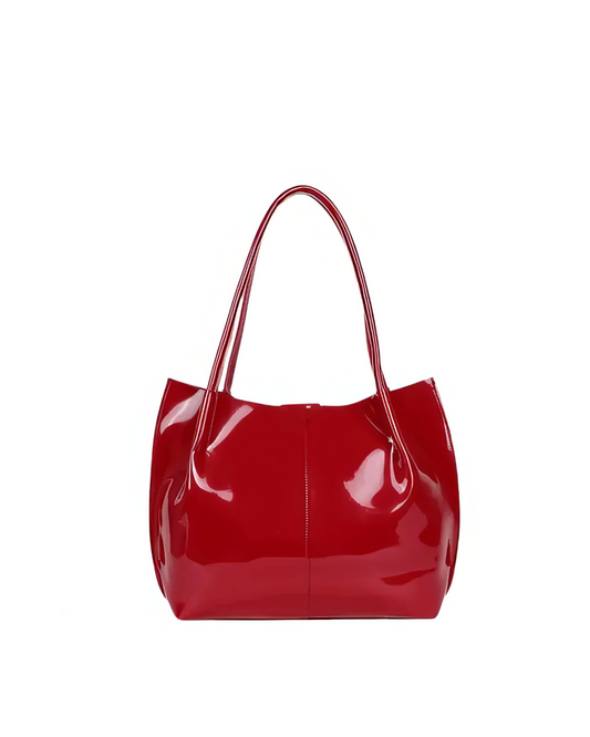 Casual Patent Synthetic Leather Tote Bag | Handbag for Women