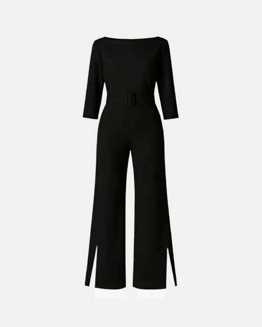 Boat-Neck Jumpsuit With Side Slits