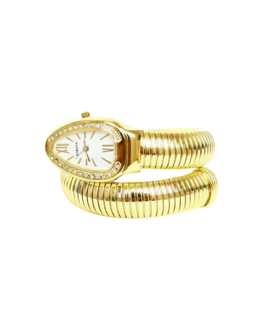 Rose Gold Snake Shape Bangle Watch for Women
