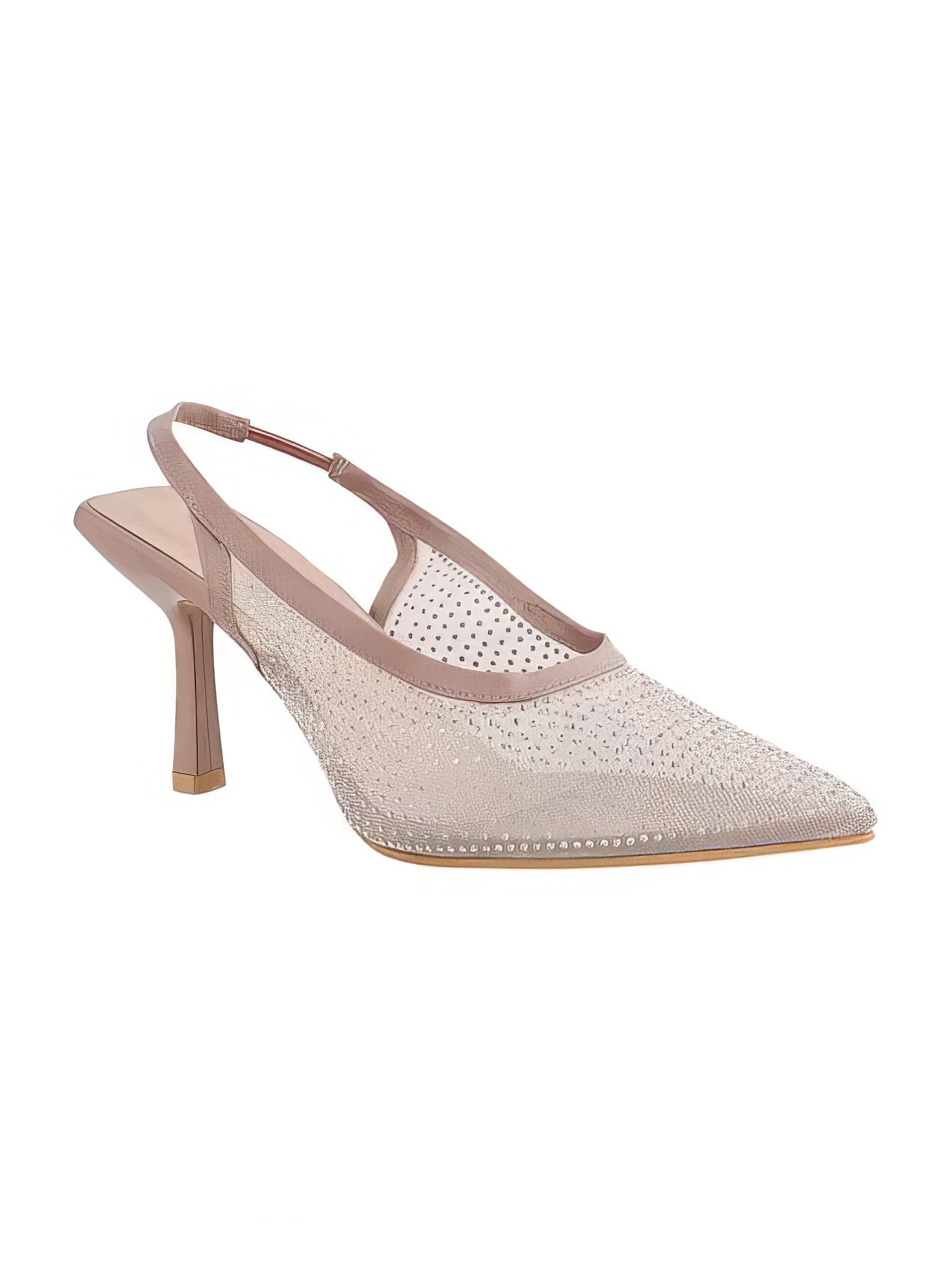 Beige rhinestone glitter heels for weddings - Aleeze by Aliza