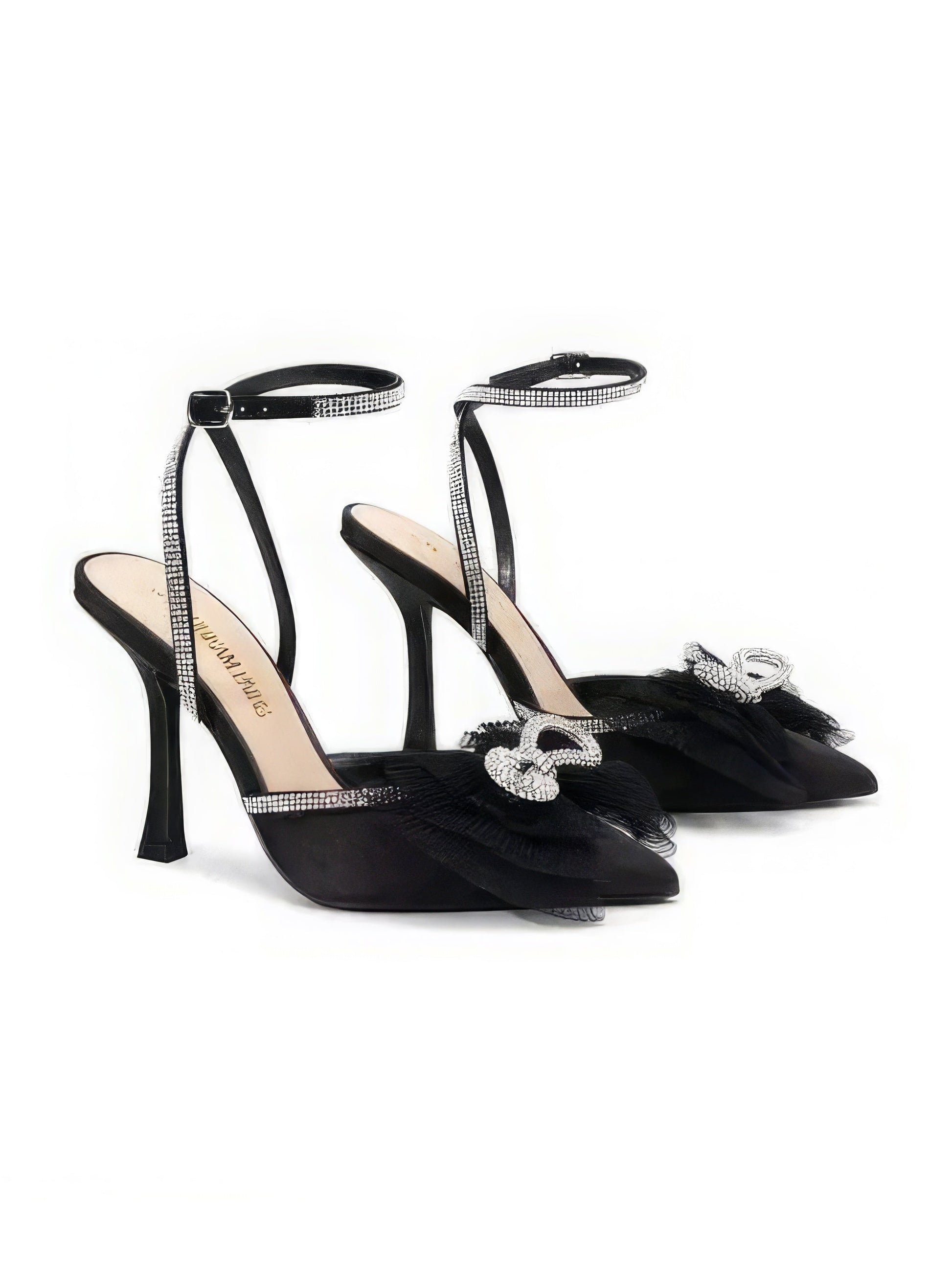 Silver rhinestone bow heels for weddings - Aleeze by Aliza