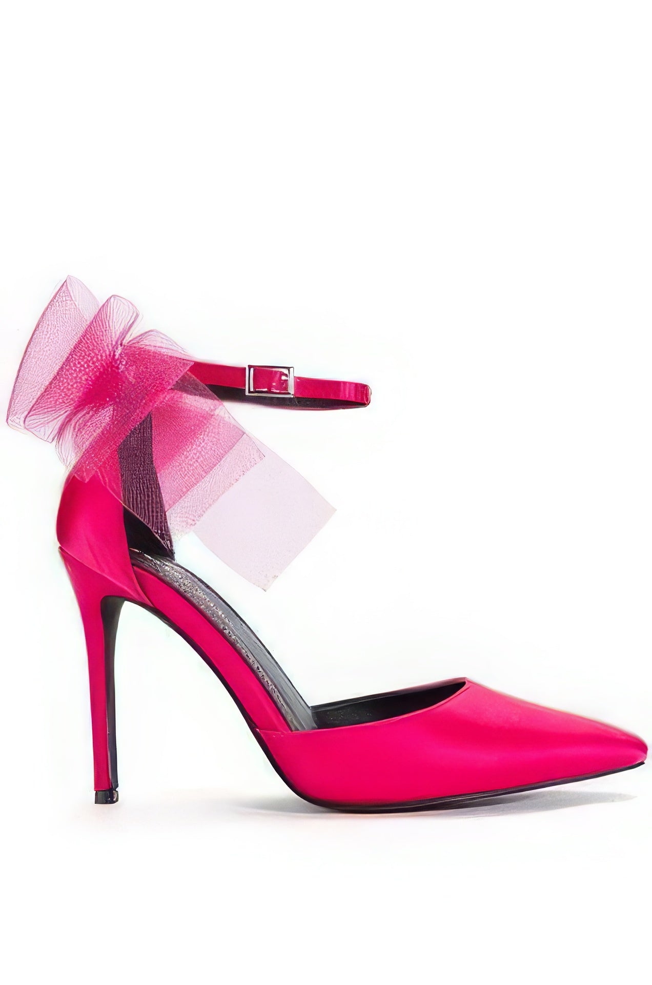 Black and nude asymmetrical mesh heels with bow - Aleeze by Aliza