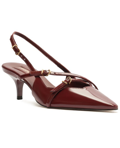 Black slim heel pumps with ankle buckles - Aleeze by 