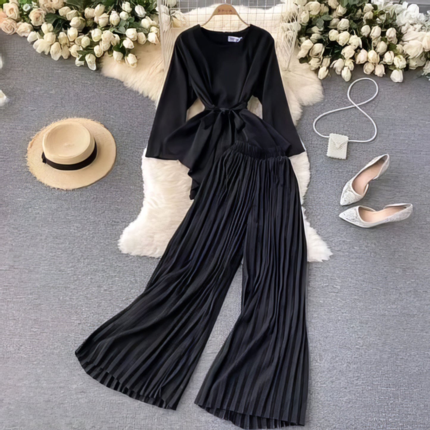 Plazo Rinkle Top And Bottom Set