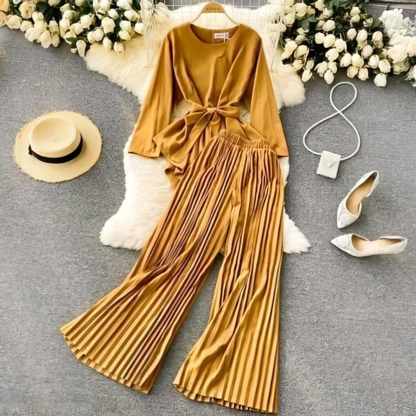 Plazo Rinkle Top And Bottom Set