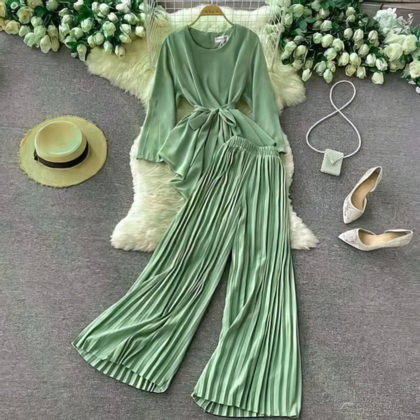 Plazo Rinkle Top And Bottom Set