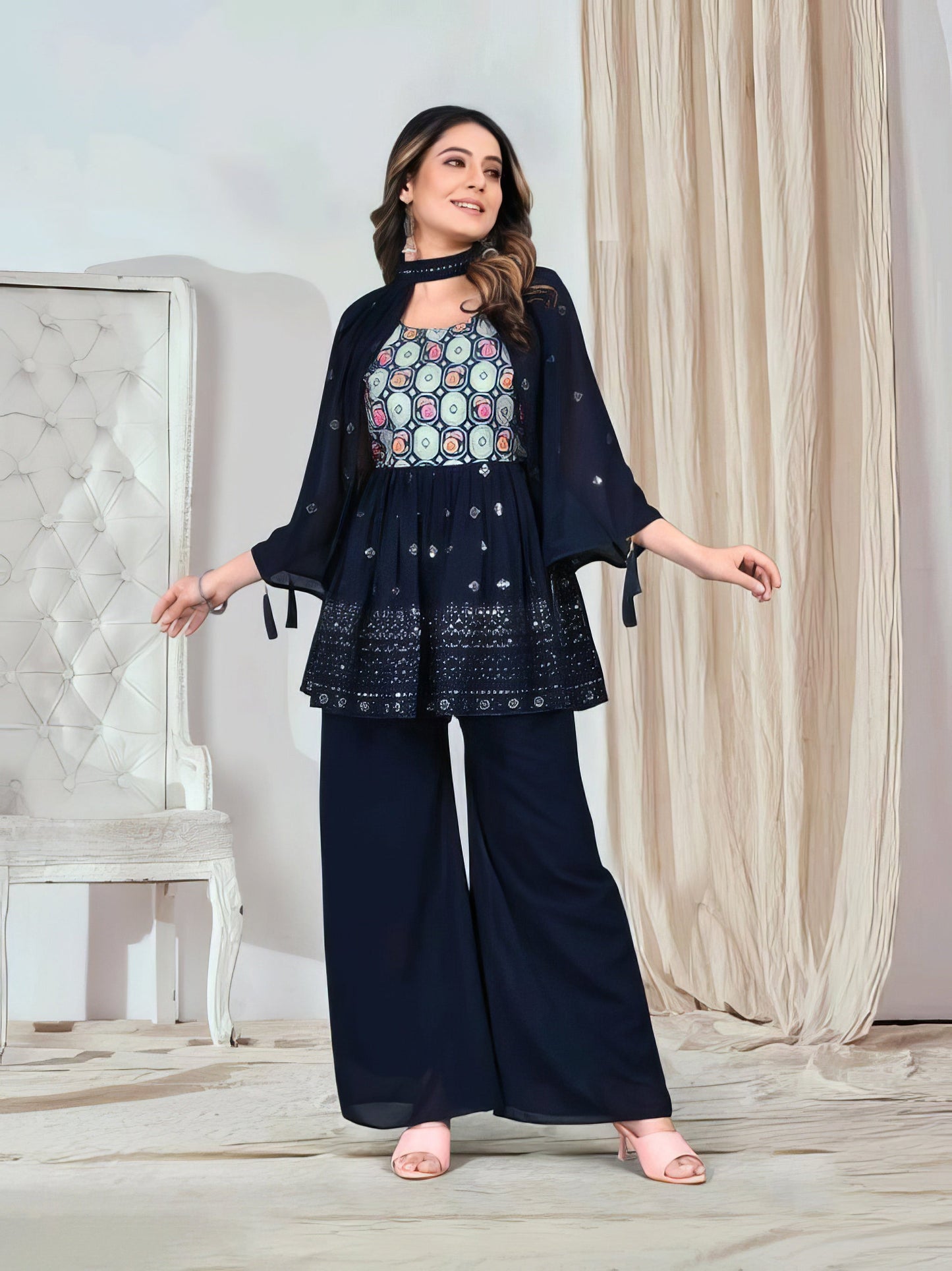 Georgette Sequence Sharara Set
