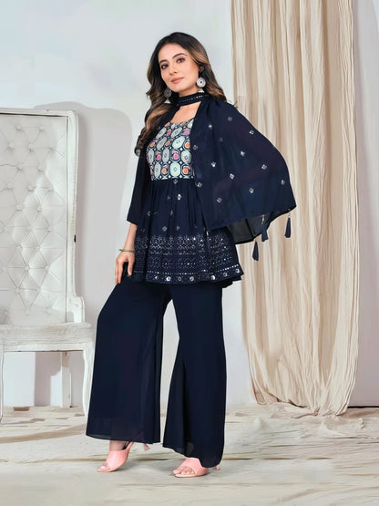 Georgette Sequence Sharara Set