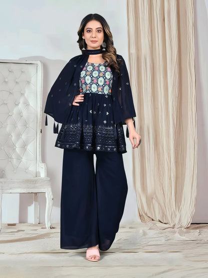 Georgette Sequence Sharara Set
