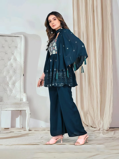 Georgette Sequence Sharara Set