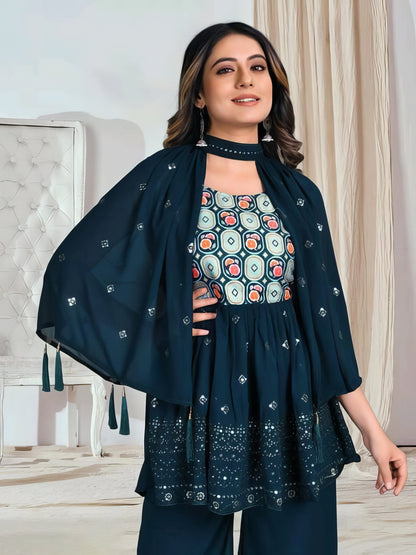 Georgette Sequence Sharara Set