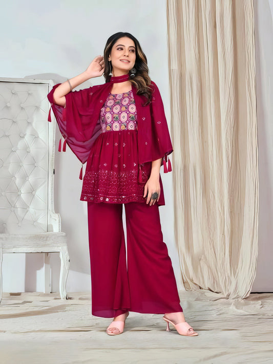 Georgette Sequence Sharara Set