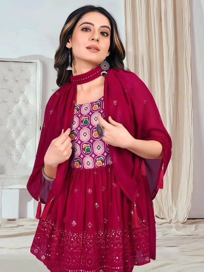 Georgette Sequence Sharara Set