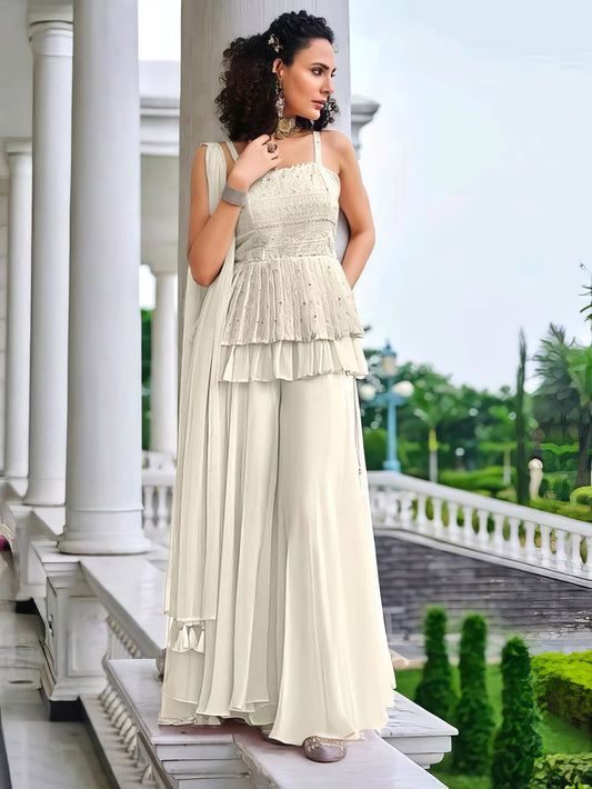 Crop Top Plazzo Ethic Set