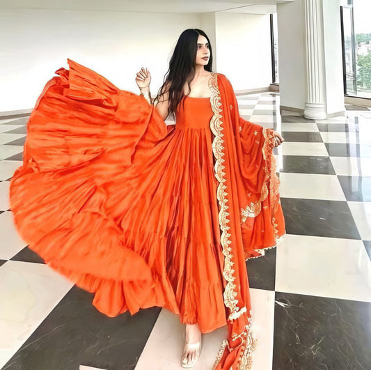 Sleeveless Readymade Ruffle Gown