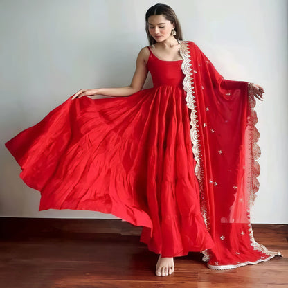 Sleeveless Readymade Ruffle Gown