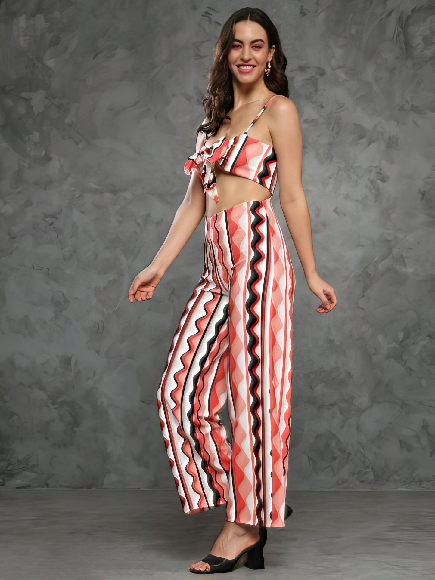 Stripped Line Two Piece Dress