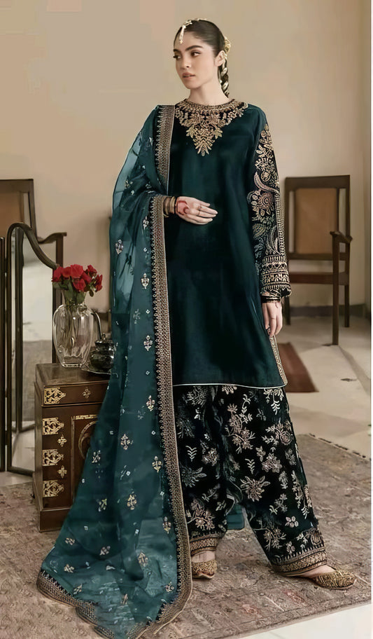 Designer Velvet Kurti Set
