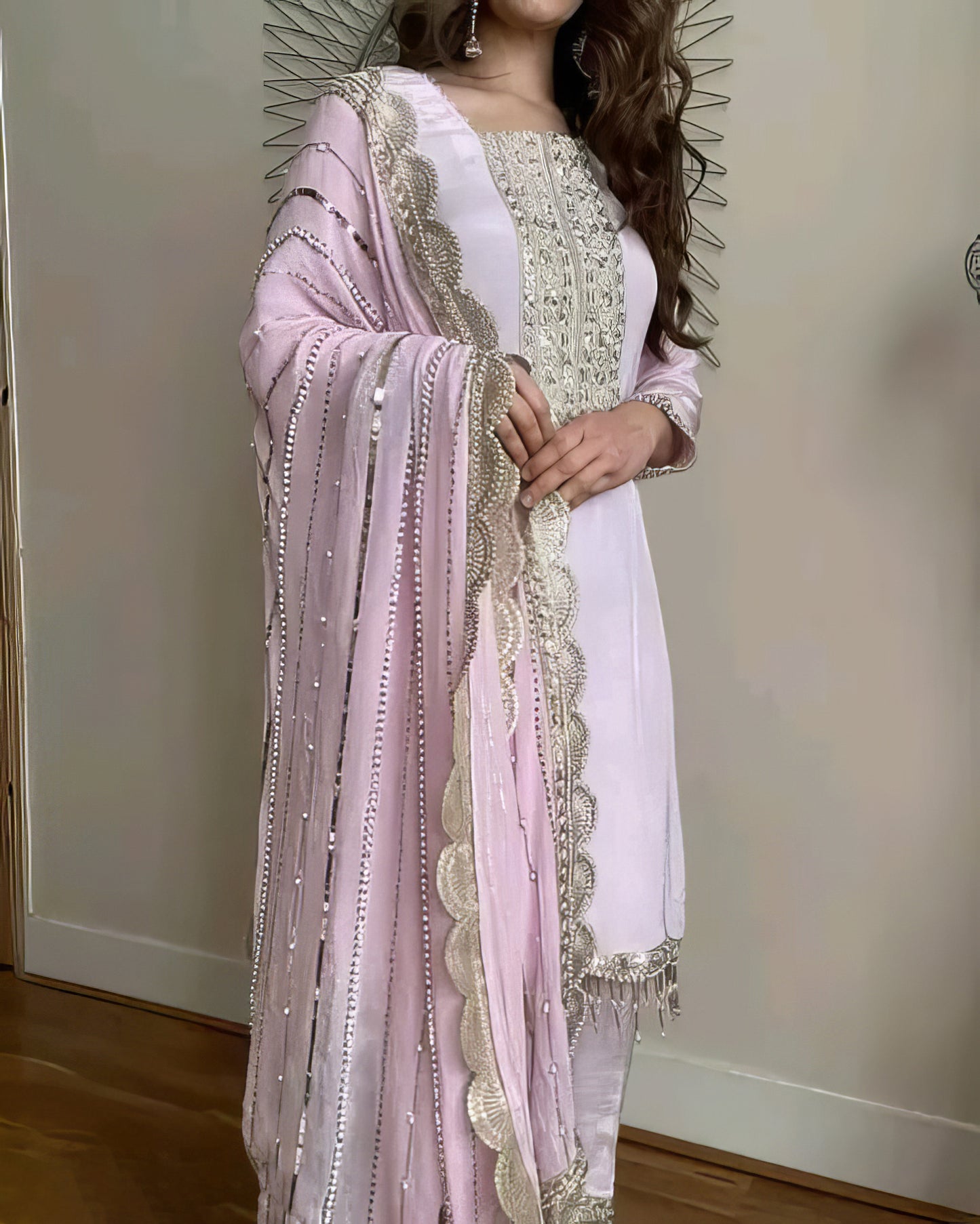 Pink Embroidered Top Bottom & Dupatta