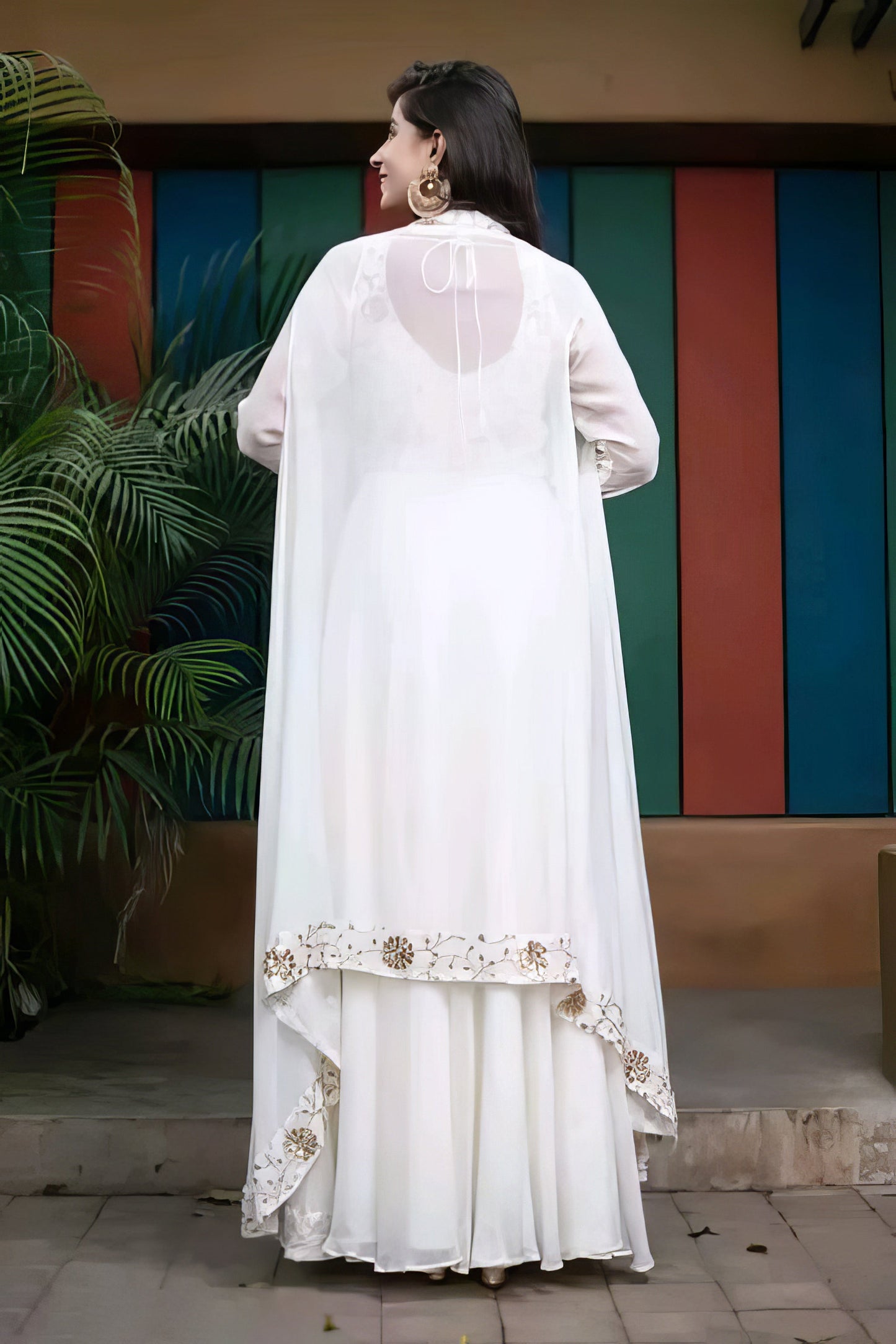 White Anarkali Long Gown