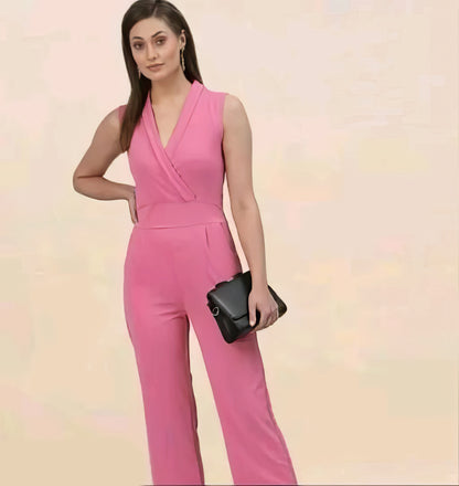 Trendy V-neck Jumpsuit with Insert Pockets