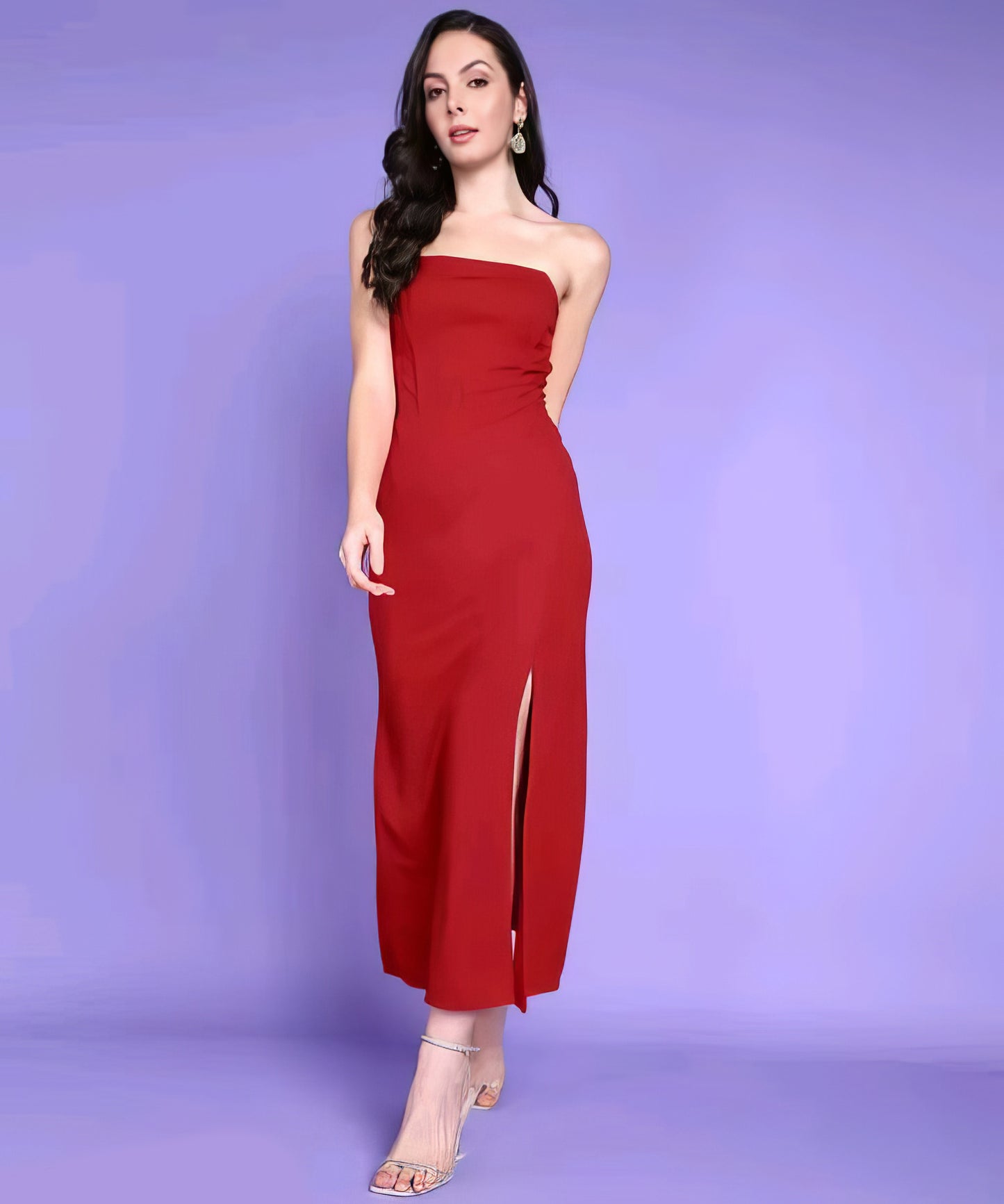 Solid Off-Shoulder Partywear Corset Dress