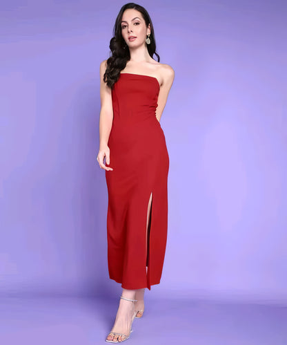 Solid Off-Shoulder Partywear Corset Dress