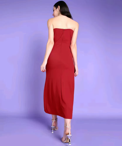 Solid Off-Shoulder Partywear Corset Dress