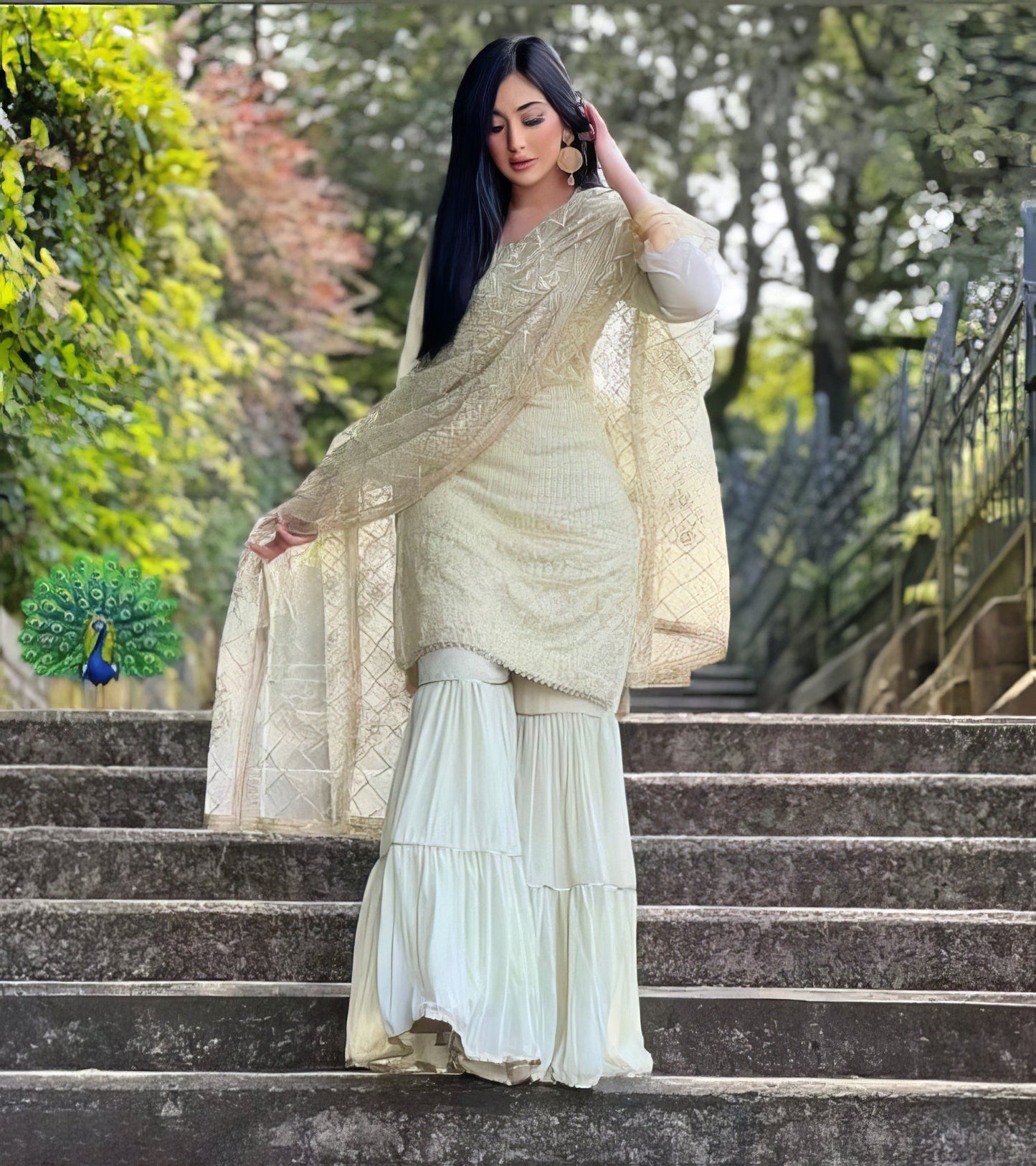 Designer Faux Georgette Heavy Top Plazzo with Dupatta