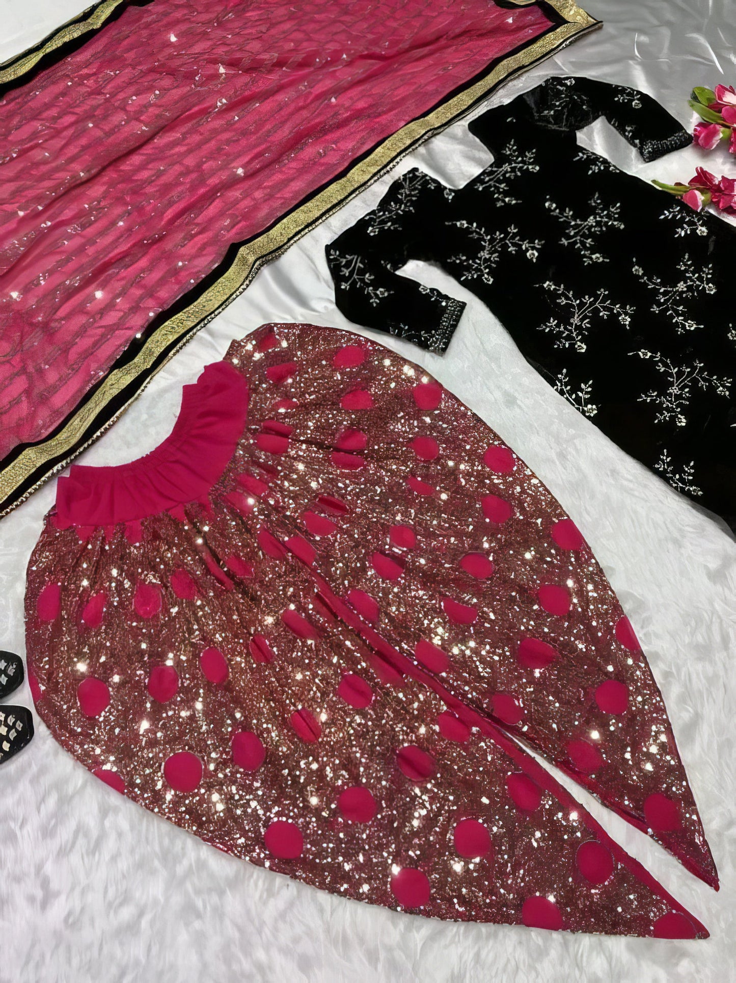 Multicolor Kurta Dhoti Dupatta Set