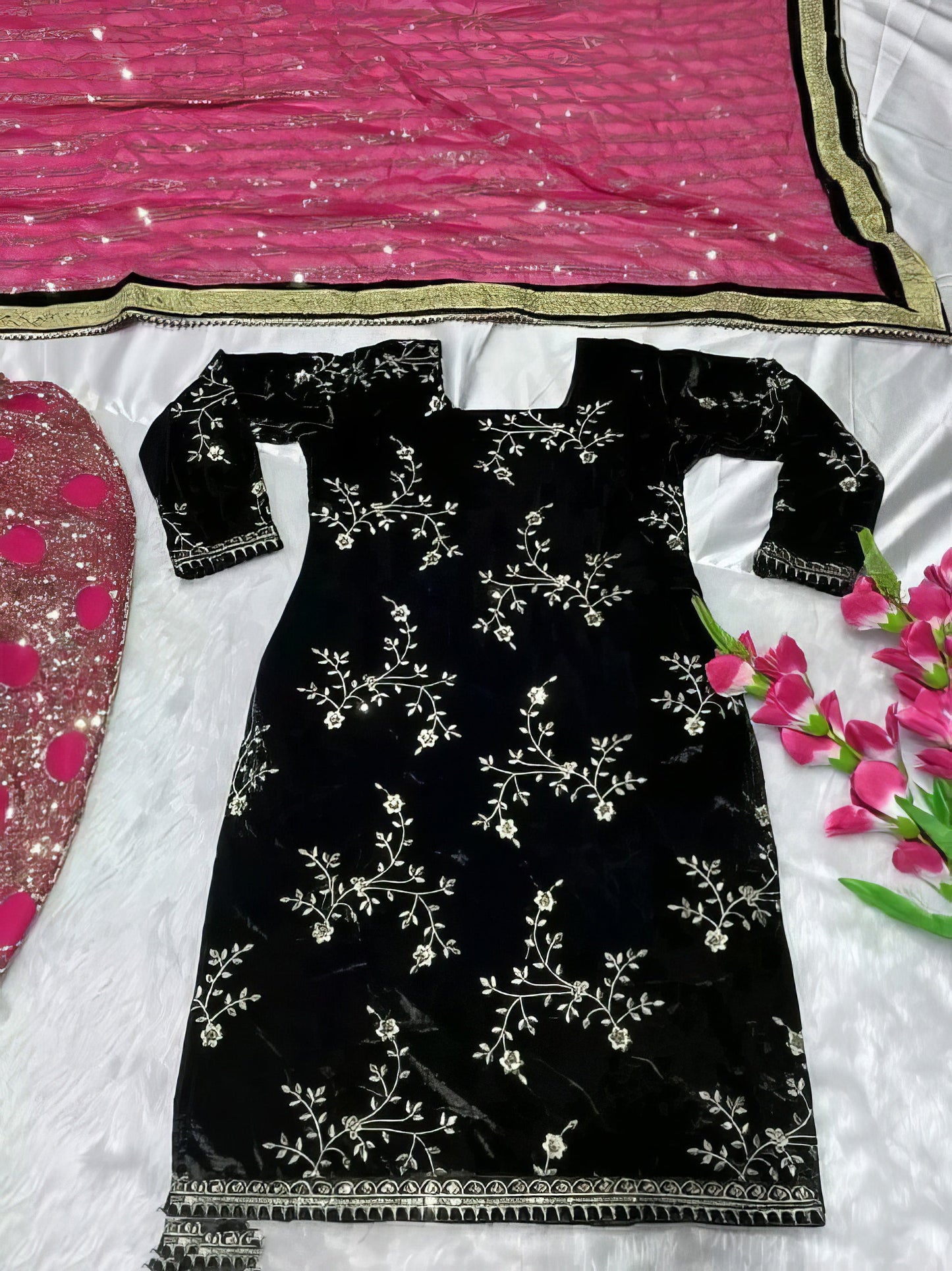 Multicolor Kurta Dhoti Dupatta Set