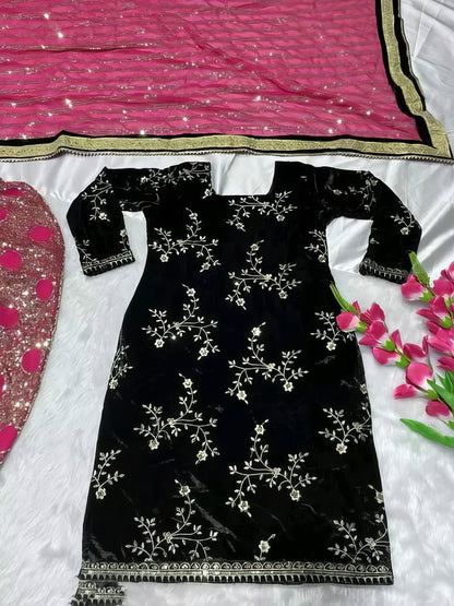 Multicolor Kurta Dhoti Dupatta Set