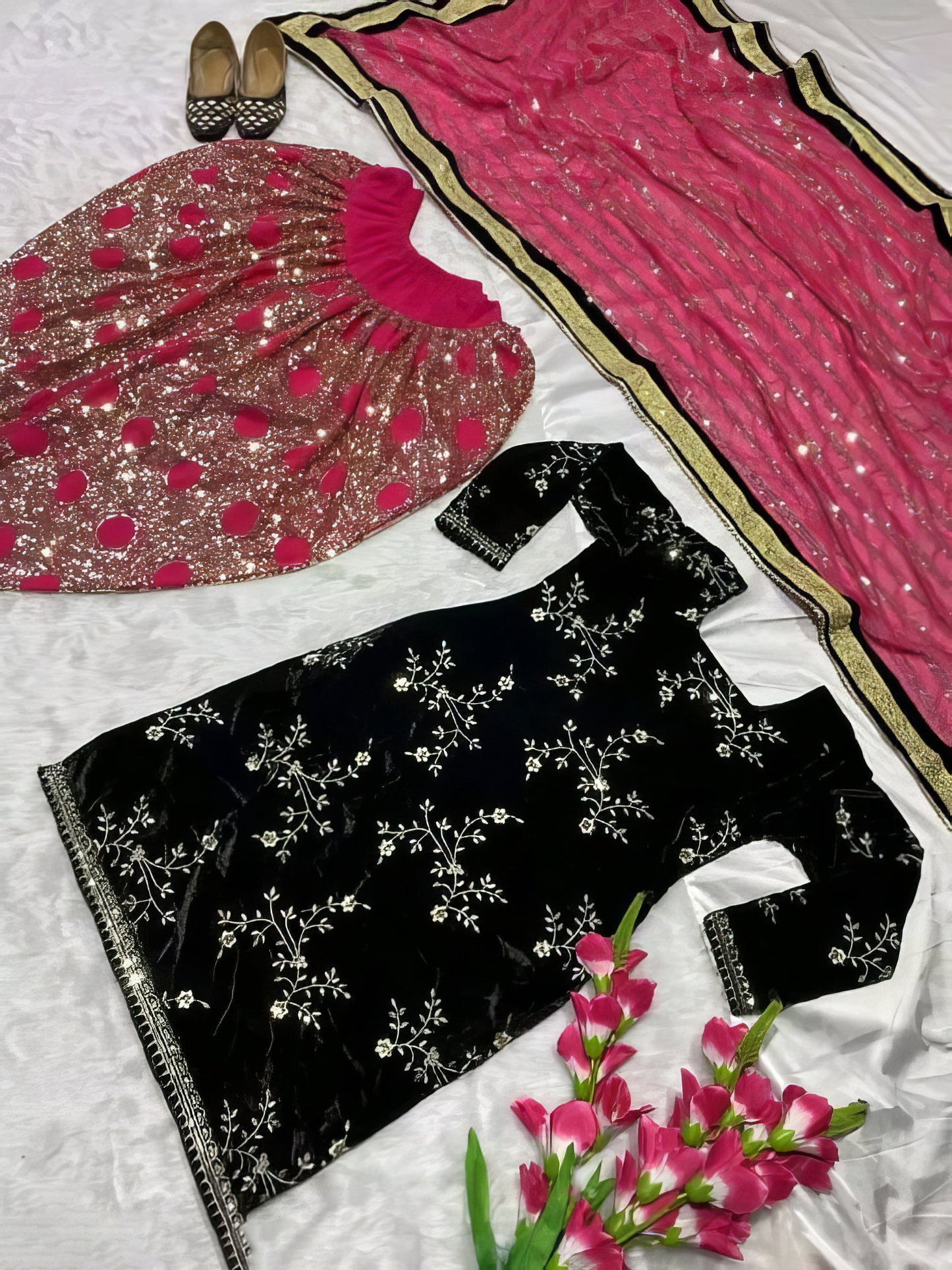 Multicolor Kurta Dhoti Dupatta Set