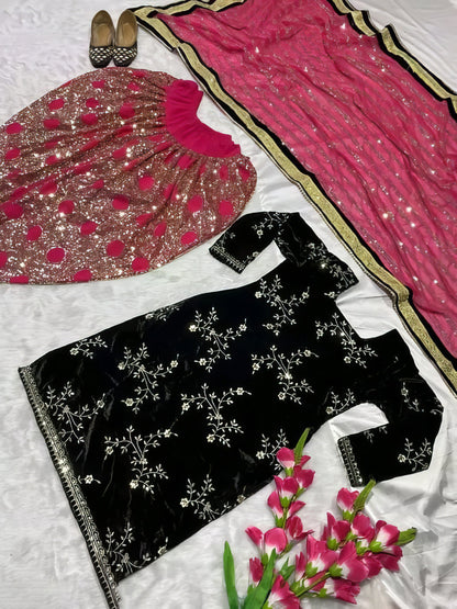Multicolor Kurta Dhoti Dupatta Set