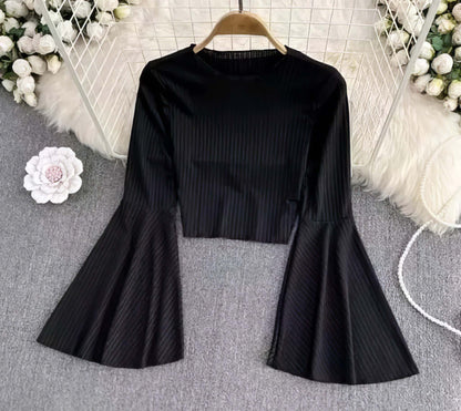 Rib-knit turtleneck top