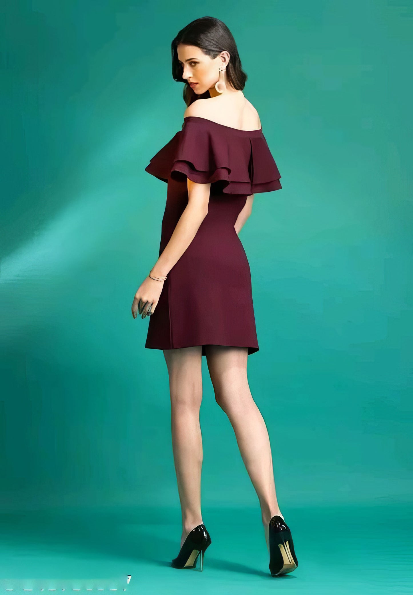 Ruffled Off Shoulder Party Wear Short Dress
