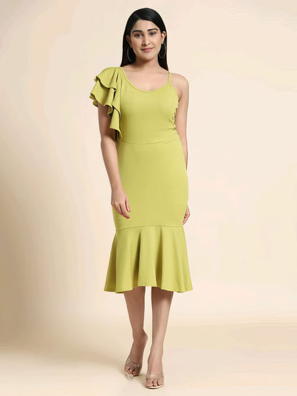 Bodycon A line One Piece Ruffle Dress