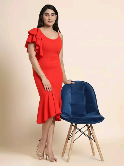 Bodycon A line One Piece Ruffle Dress