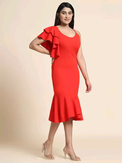 Bodycon A line One Piece Ruffle Dress