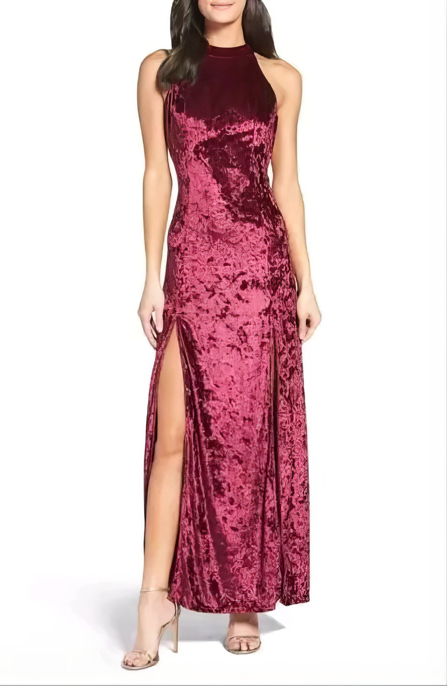 Stylish Maroon Velvet Dress