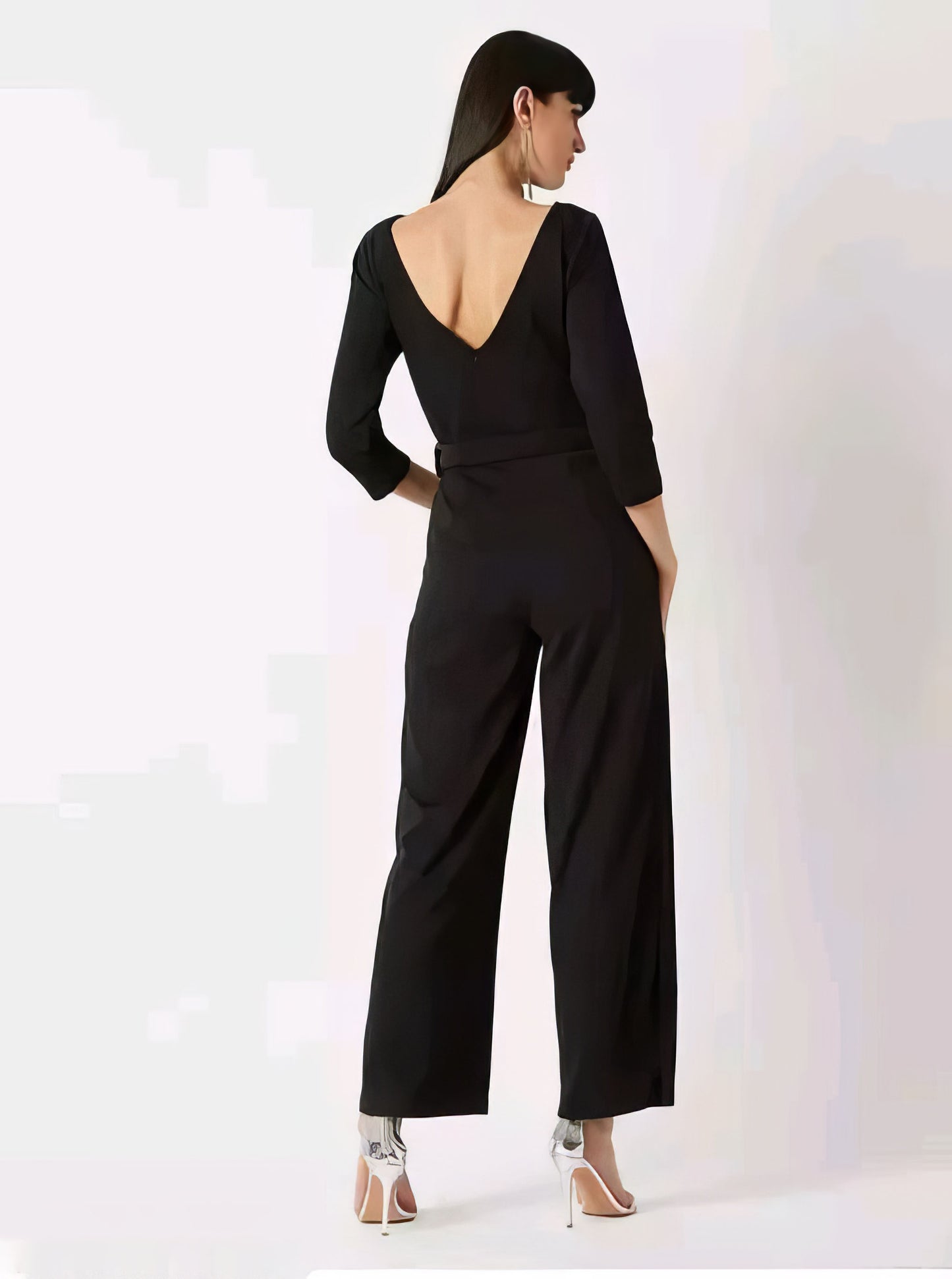 Boat-Neck Jumpsuit With Side Slits