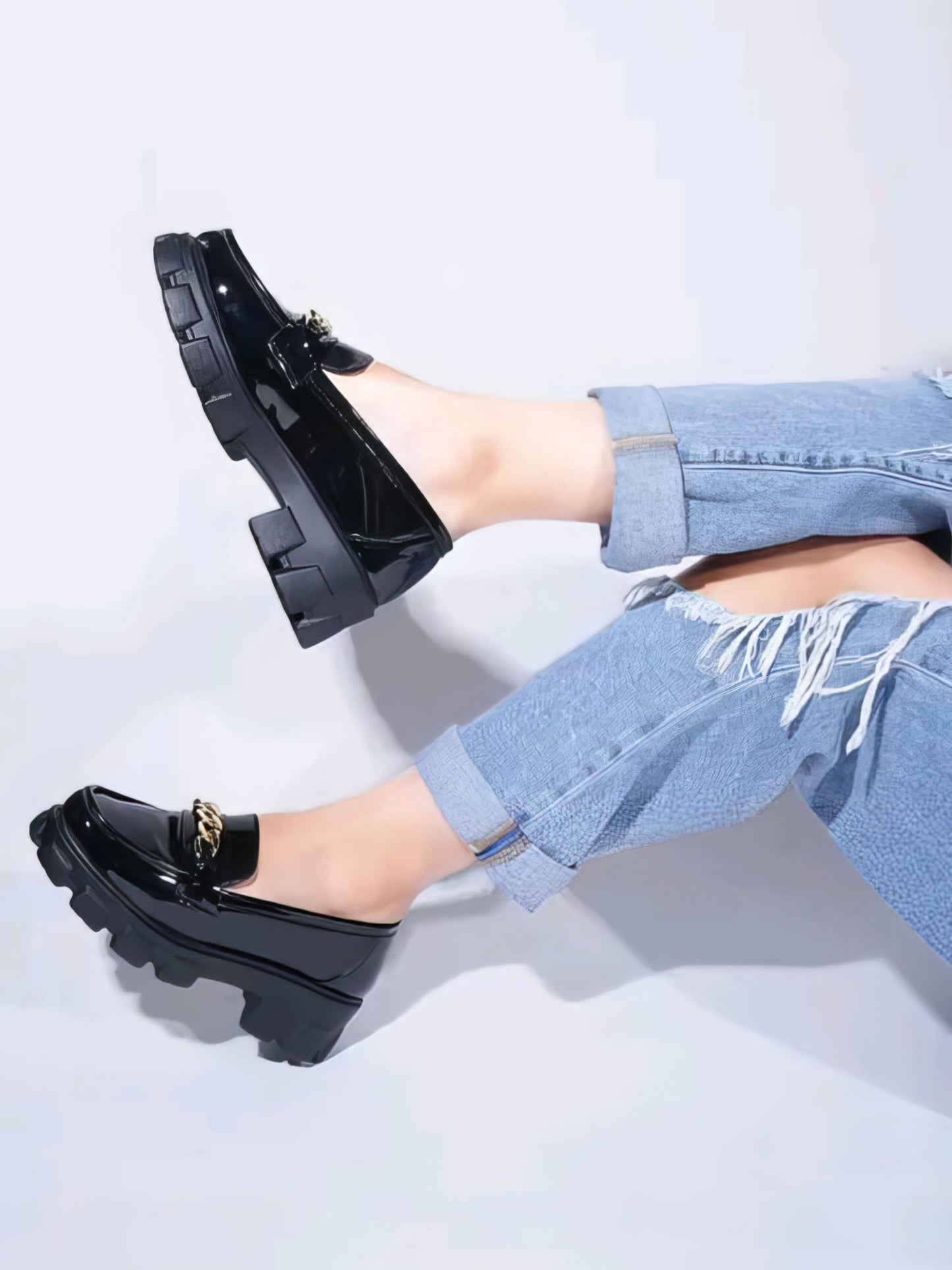 Women Slip-On Heeled Loafers with Metal Accent