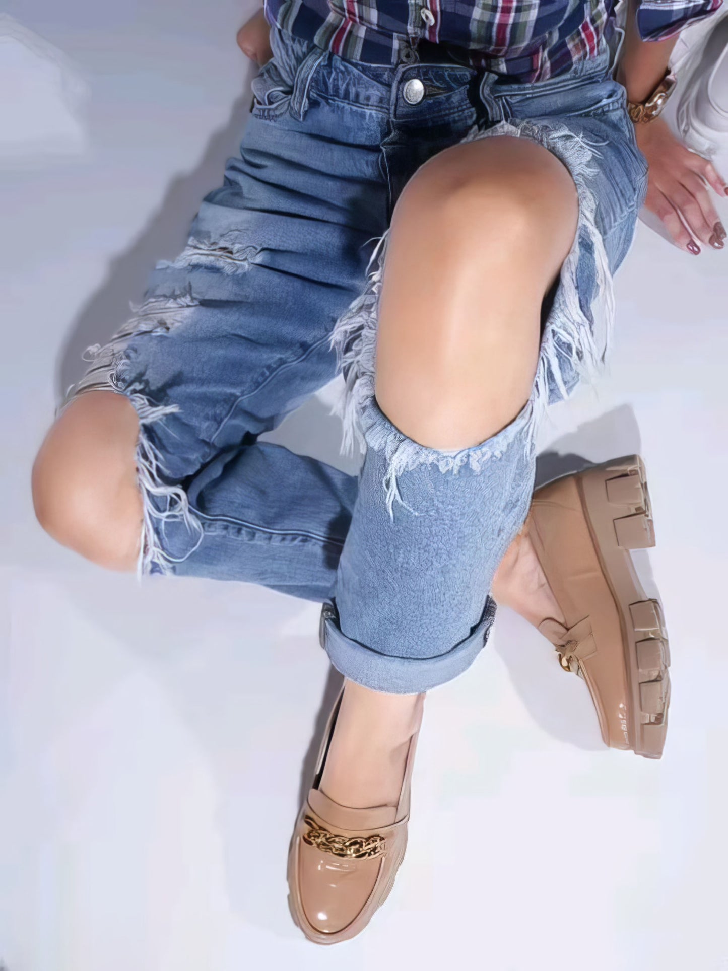 Women Slip-On Heeled Loafers with Metal Accent